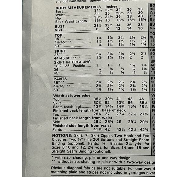 Butterick pattern 6578 v neck top skirt pants size 14 - Picture 3 of 5